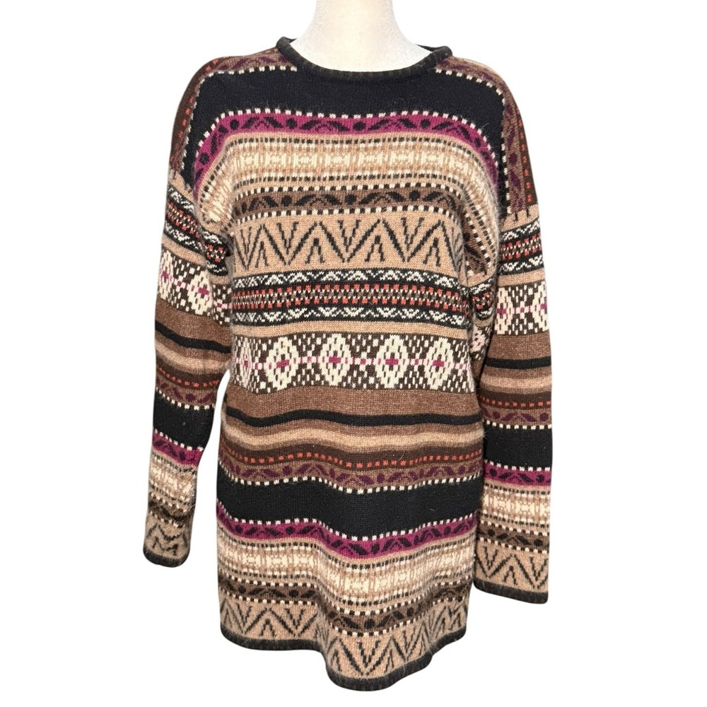 Valerie Stevens Fair Isle Sweater Women S Lambswool Angora Cozy Nordic Apres Ski - Picture 2 of 12